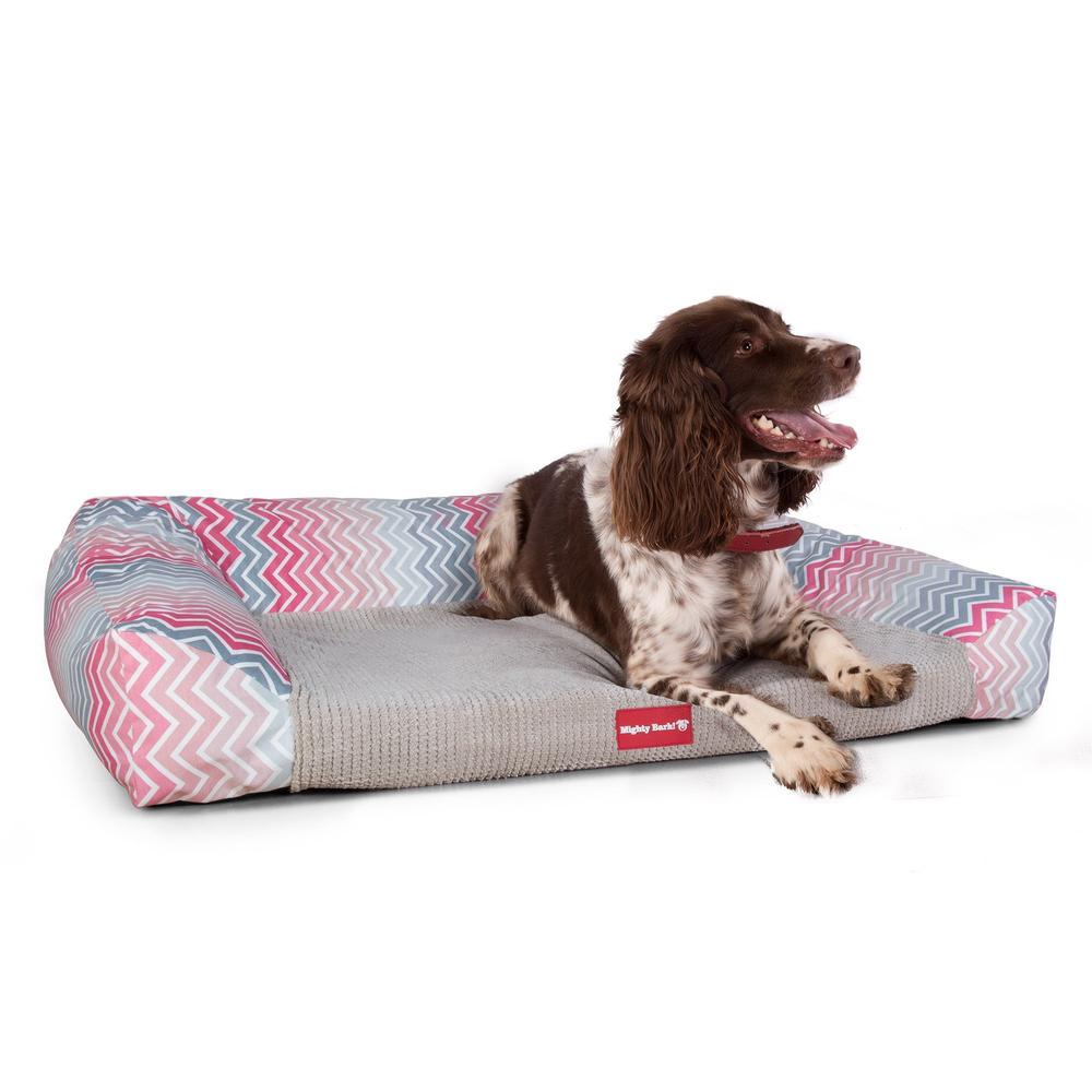 The Sofa By Mighty-Bark Orthopedic Memory Foam Sofa Dog Bed Large Medium XXL Geo Print Pink