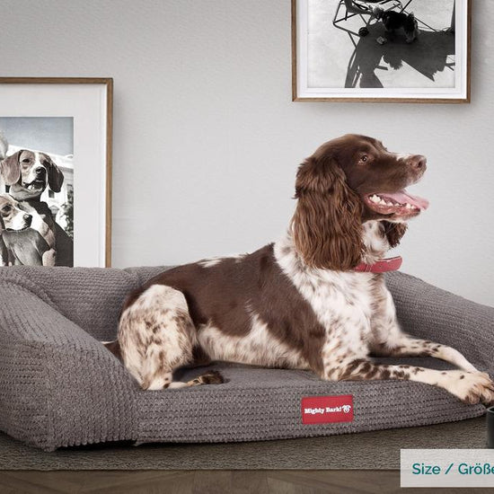The Sofa By Mighty-Bark Orthopedic Memory Foam Sofa Dog Bed Large Medium XXL Pom Pom Charcoal