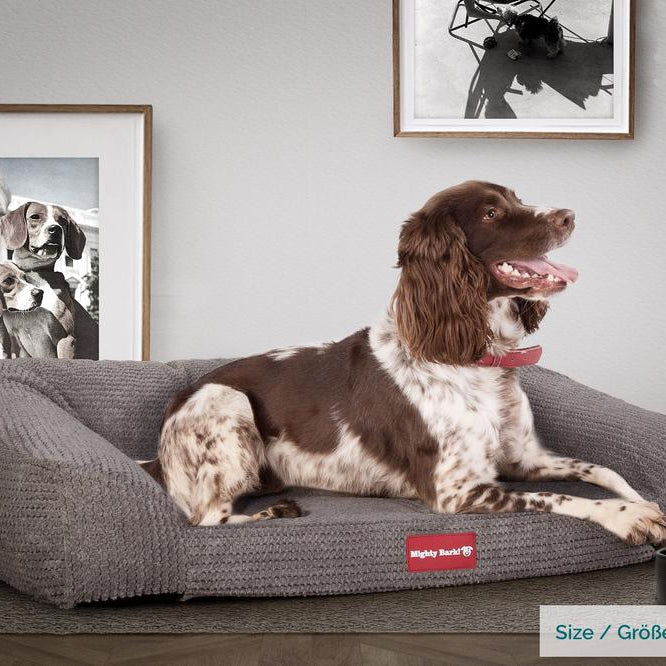 The Sofa By Mighty-Bark Orthopedic Memory Foam Sofa Dog Bed Large Medium XXL Pom Pom Charcoal