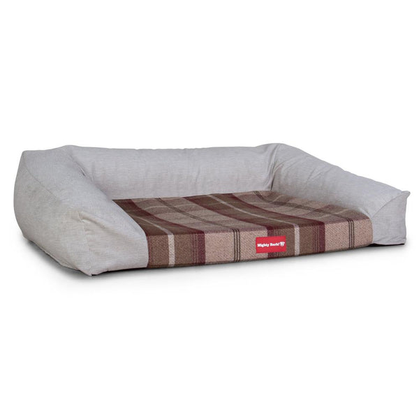 The Sofa By Mighty-Bark Orthopedic Memory Foam Sofa Dog Bed Large Medium XXL Tartan Mulberry