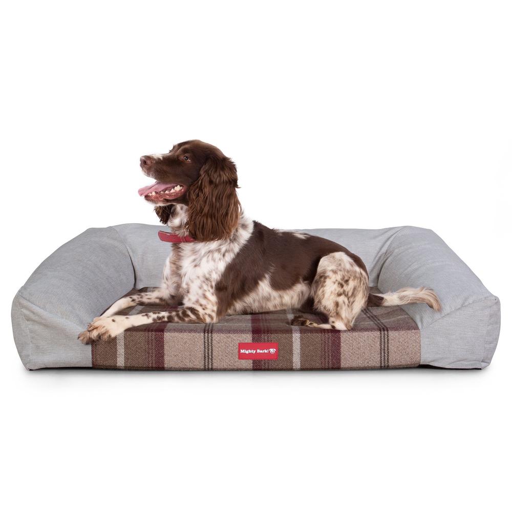The Sofa By Mighty-Bark Orthopedic Memory Foam Sofa Dog Bed Large Medium XXL Tartan Mulberry