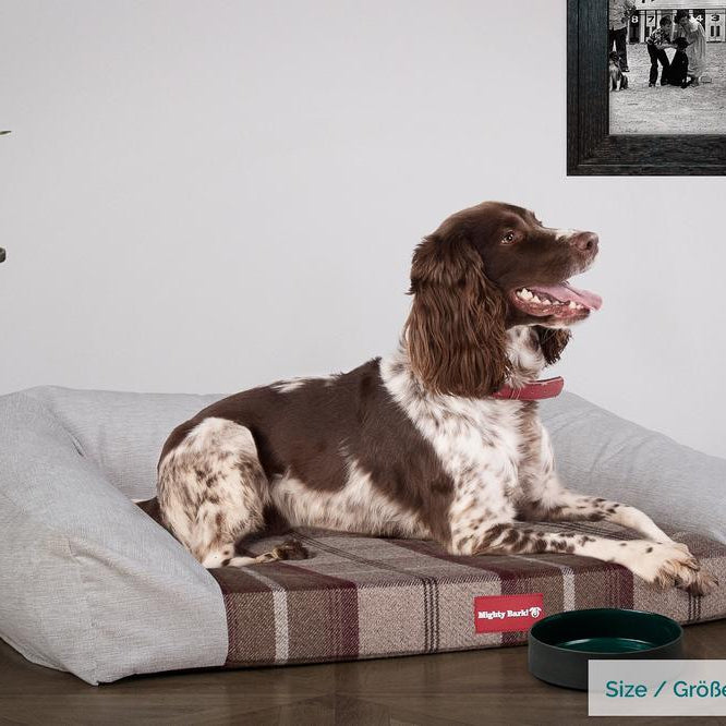 The Sofa By Mighty-Bark Orthopedic Memory Foam Sofa Dog Bed Large Medium XXL Tartan Mulberry