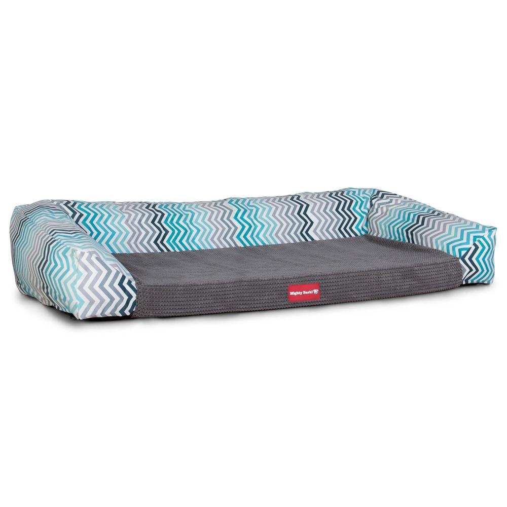 The Sofa By Mighty-Bark Orthopedic Memory Foam Sofa Dog Bed Large Medium XXL Geo Print Blue