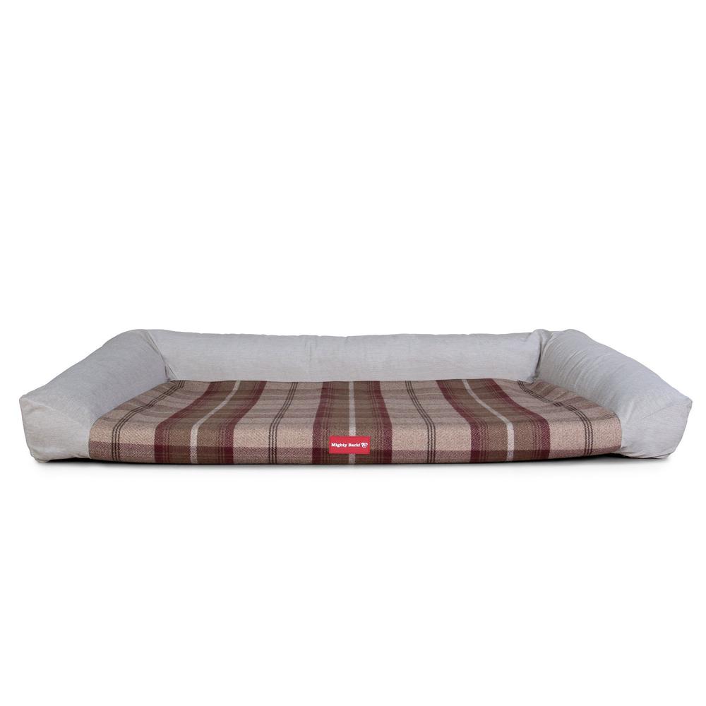 The Sofa By Mighty-Bark Orthopedic Memory Foam Sofa Dog Bed Large Medium XXL Tartan Mulberry