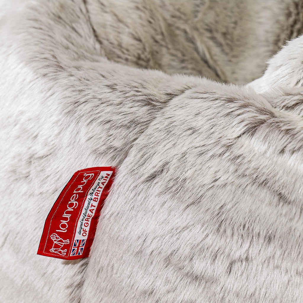 Highback Bean Bag Chair - Faux Rabbit Fur Light Grey 02