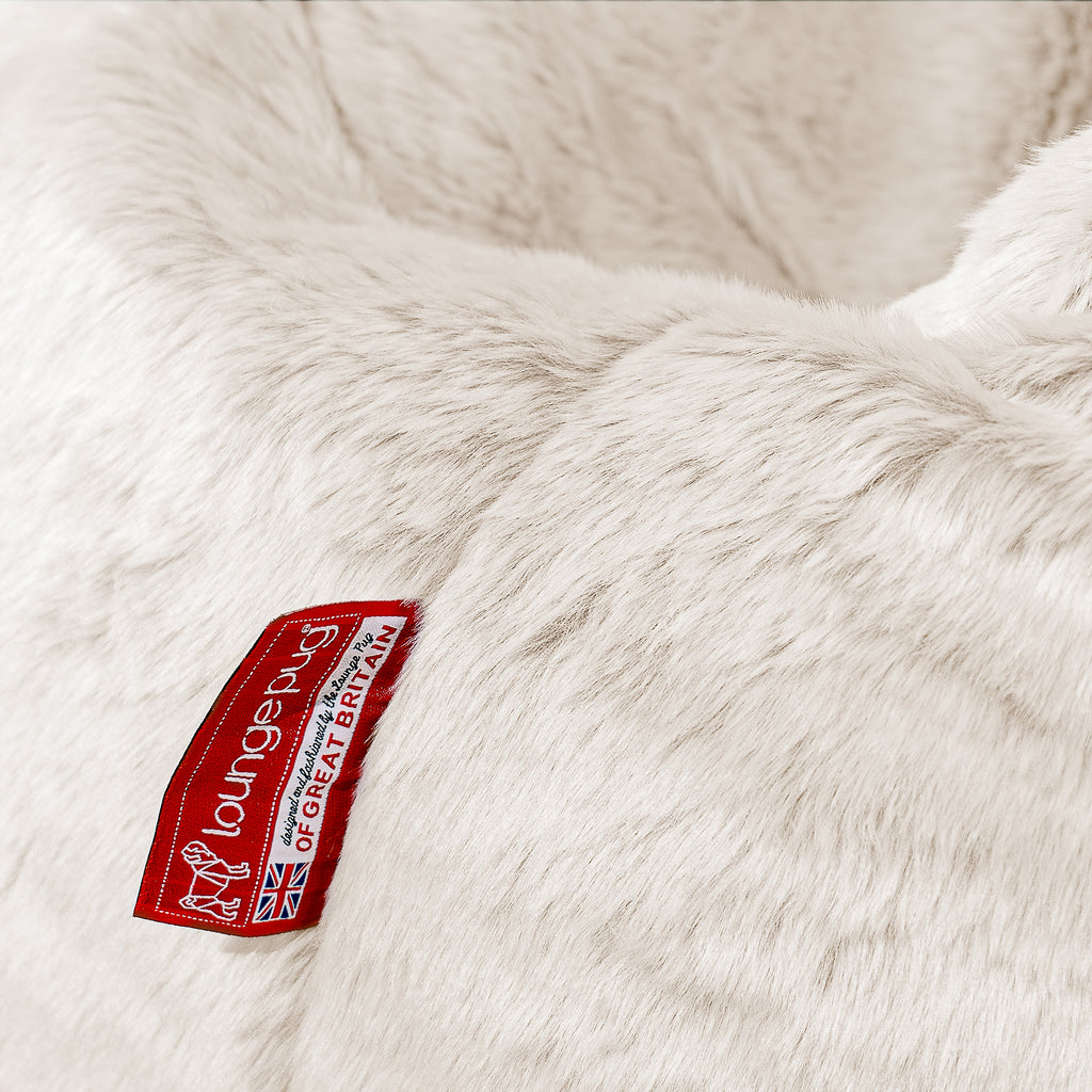 High Back Support Cuddle Cushion - Faux Rabbit Fur White 02