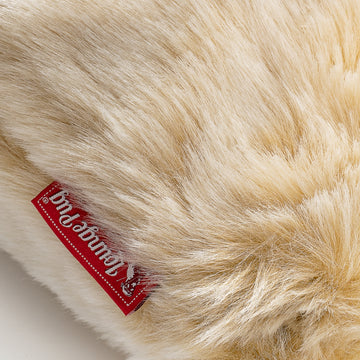 Large Footstool - Faux Fur Sheepskin White 02