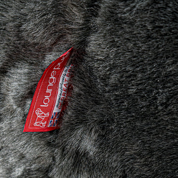 Large Round Pouffe - Faux Fur Sheepskin Black 02