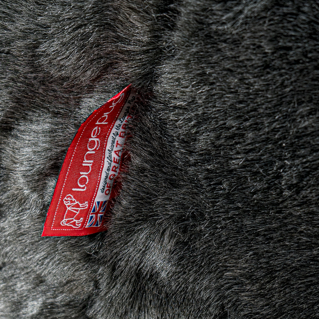 Highback Bean Bag Chair - Faux Fur Sheepskin Black 03
