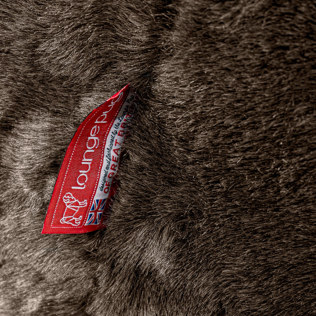 Highback Bean Bag Chair - Faux Fur Sheepskin Brown 03