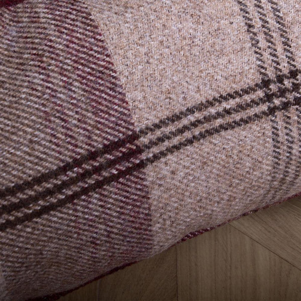 The Sofa Orthopedic Memory Foam Sofa Dog Bed - Tartan Mulberry Fabric Close-up Image