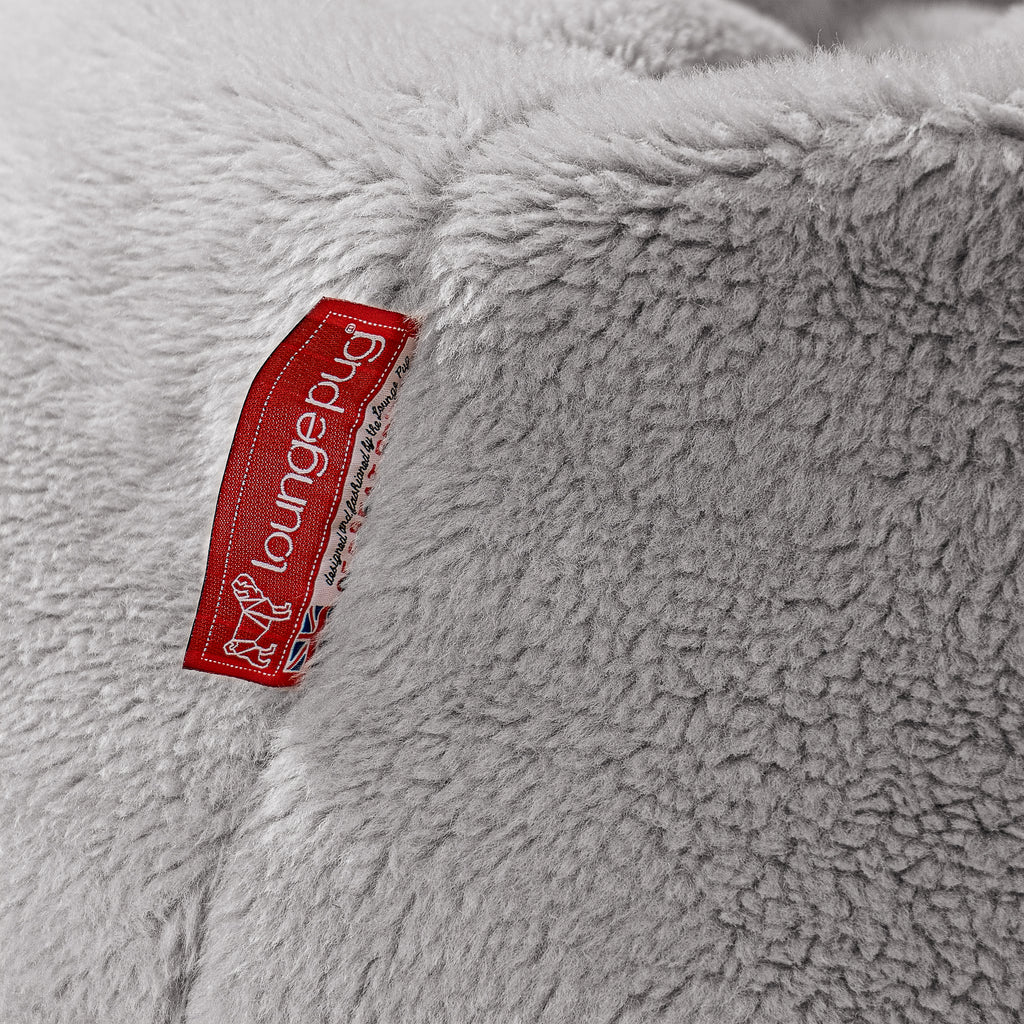 Mega Mammoth Bean Bag Sofa - Teddy Faux Fur Medium Grey 05
