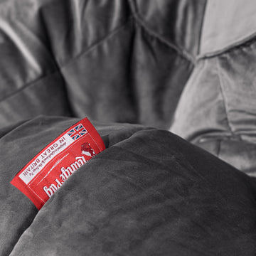 Highback Bean Bag Chair - Velvet Graphite Grey 03