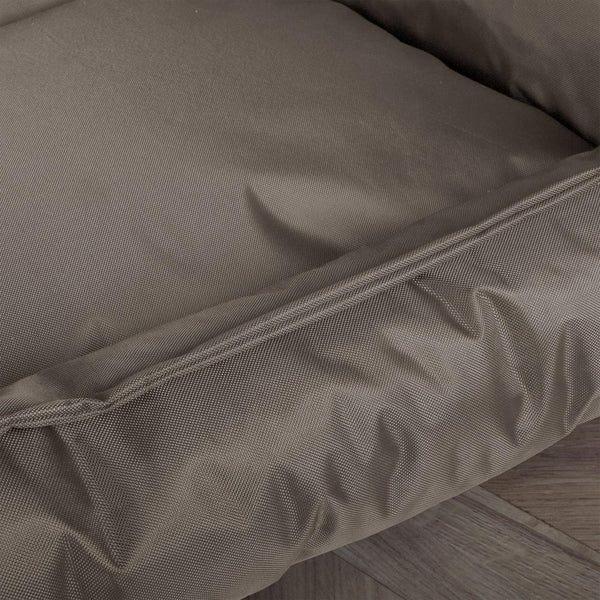 The Mattress Orthopedic Classic Memory Foam Dog Bed - Waterproof Grey Fabric Close-up Image
