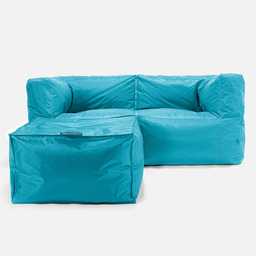 2 Seater Modular Sofa Outdoor Bean Bag - SmartCanvas™ Aqua Blue 02