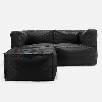 2 Seater Modular Sofa Outdoor Bean Bag - SmartCanvas™ Black 02