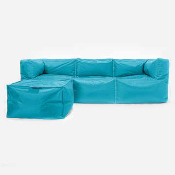 3 Seater Modular Sofa Outdoor Bean Bag - SmartCanvas™ Aqua Blue 02