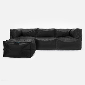 3 Seater Modular Sofa Outdoor Bean Bag - SmartCanvas™ Black 02