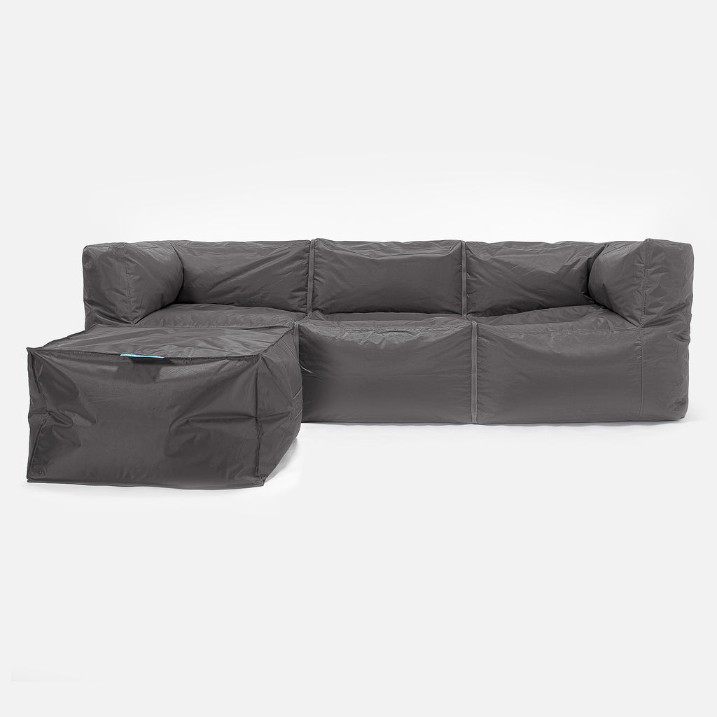 3 Seater Modular Sofa Outdoor Bean Bag - SmartCanvas™ Graphite Grey 02