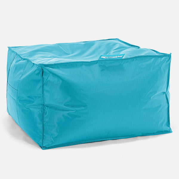 Outdoor Large Square Pouffe - SmartCanvas™ Aqua Blue 01