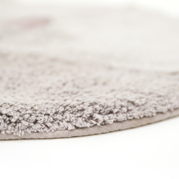 Children's Grey Cloud Smile Rug Fabric Close-up Image