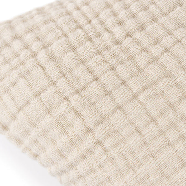 Muslin Crinkle Cotton Scatter Cushion Cover 45 x 45cm - Cream Fabric Close-up Image