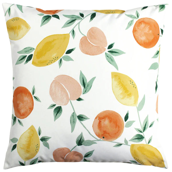 Outdoor Scatter Cushion Cover 43 x 43cm - Fruit Print White 01