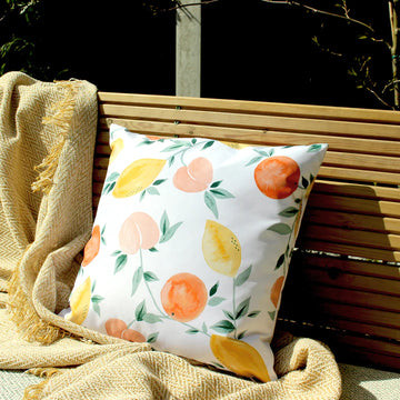 Outdoor Scatter Cushion Cover 43 x 43cm - Fruit Print White 03