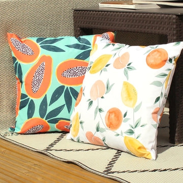 Outdoor Scatter Cushion Cover 43 x 43cm - Fruit Print White 04