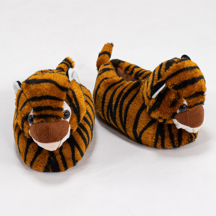 Kids Fluffy Tiger Novelty Slippers Size 9 3 Orange Black Big Bertha Original UK