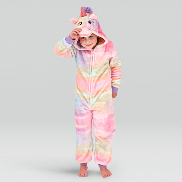 Children's Rainbow Unicorn Fleece Onesie 01