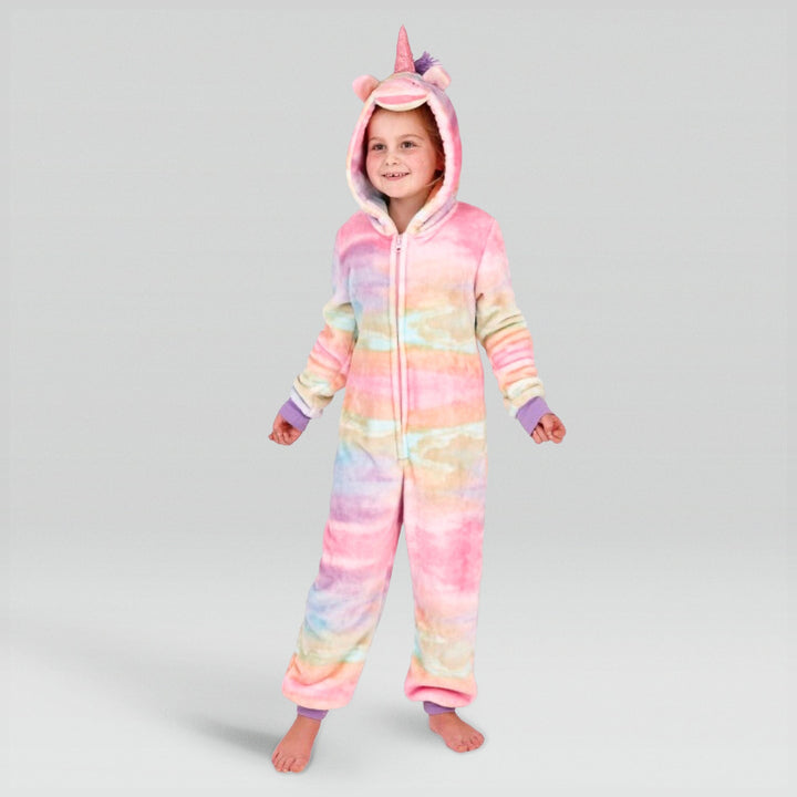 Children's Rainbow Unicorn Fleece Onesie 02