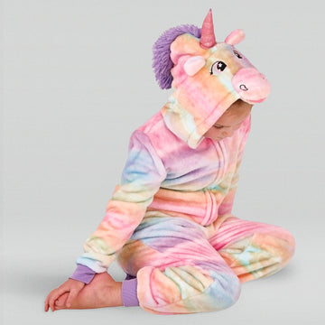 Children's Rainbow Unicorn Fleece Onesie 03