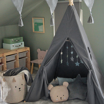 Children’s Grey Indoor Teepee Tent 02