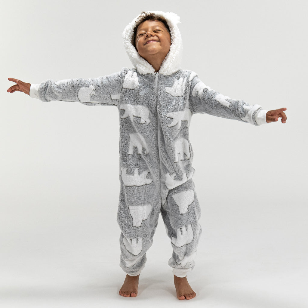 Children's Polar Bear Printed Fleece Onesie 03