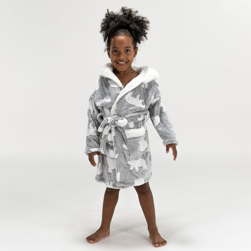 Fleece dressing gown - Dark blue/Hearts - Kids | H&M IN