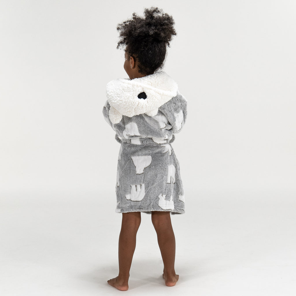 Children's Polar Bear Printed Fleece Robe 04