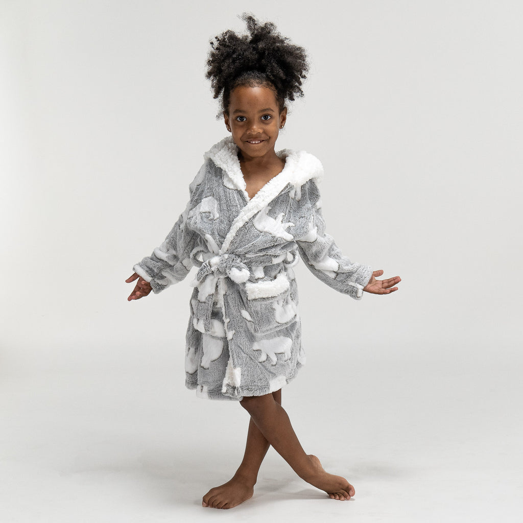 Children's Polar Bear Printed Fleece Robe 05