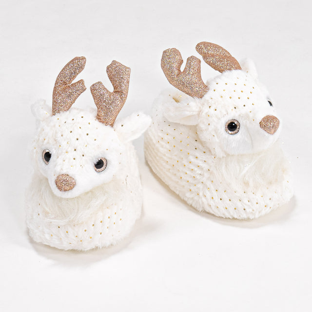 Children's Cream Reindeer Slippers 01