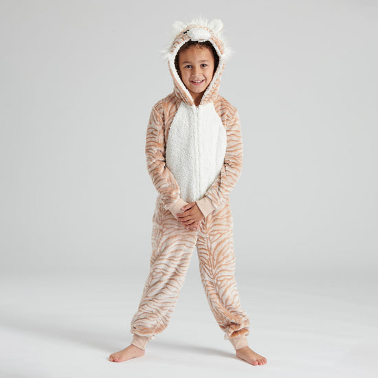 Kids Tiger Safari Animal Hooded Fleece Onesie 5 10 Years Big Bertha Original UK