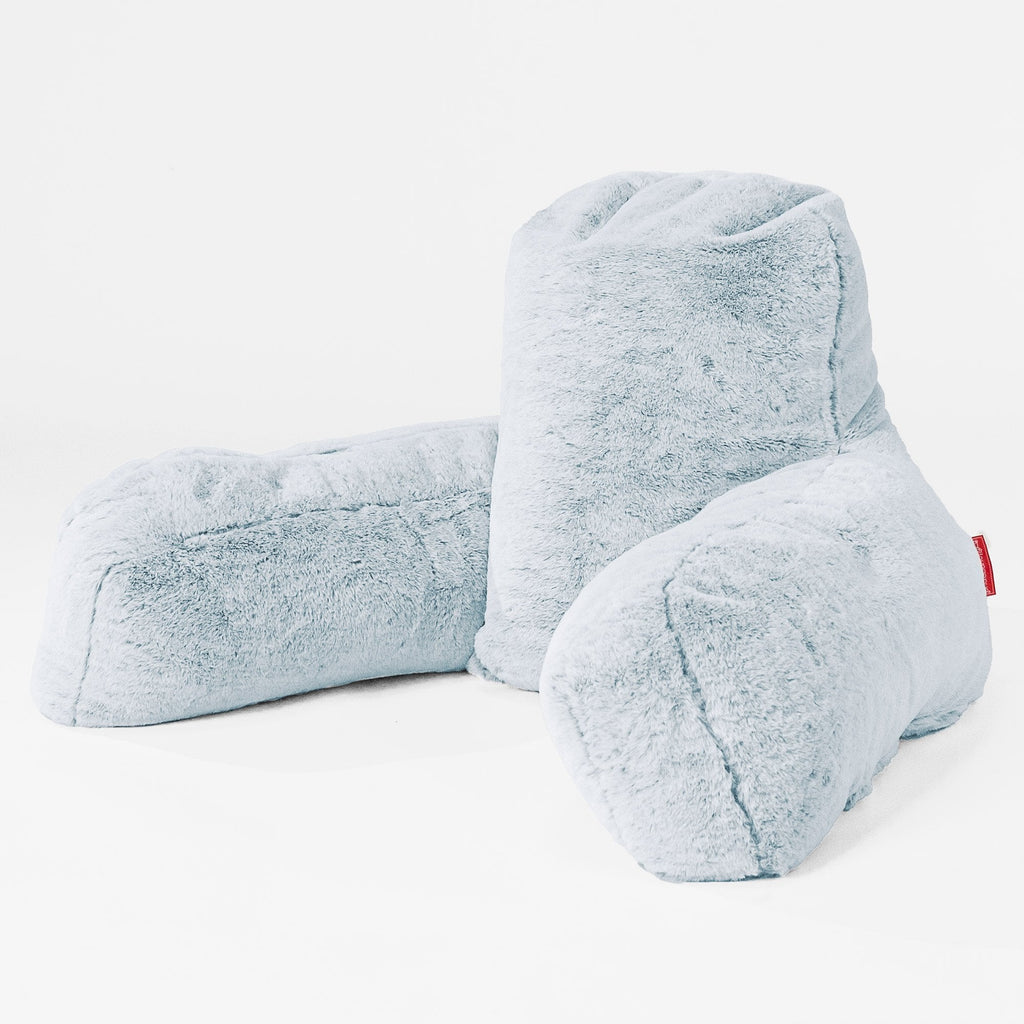 High Back Support Cuddle Cushion - Faux Rabbit Fur Dusty Blue 01