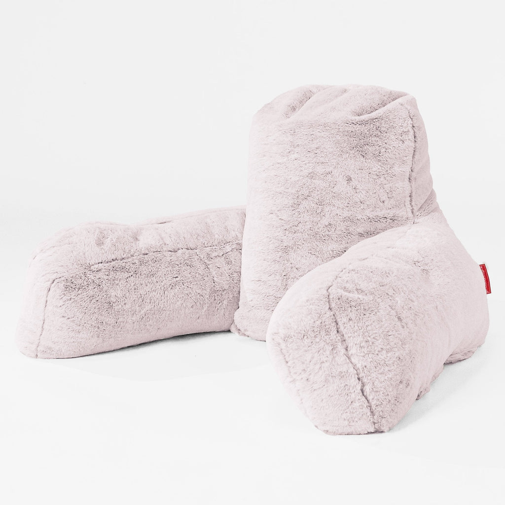High Back Support Cuddle Cushion - Faux Rabbit Fur Dusty Pink 01