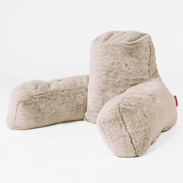 High Back Support Cuddle Cushion - Faux Rabbit Fur Golden Brown 01