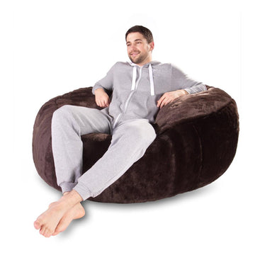 LOUNGE PUG Large Fluffy FAUX FUR Bean Bag For Adults MAMMOTH GIANT Beanbag UK Brown