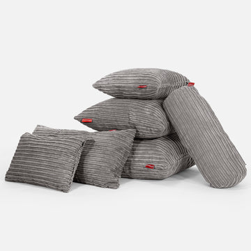 Bolster Scatter Cushion 20 x 55cm - Cord Graphite Grey 04