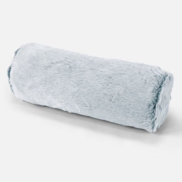 Bolster Scatter Cushion 20 x 55cm - Faux Rabbit Fur Dusty Blue 01