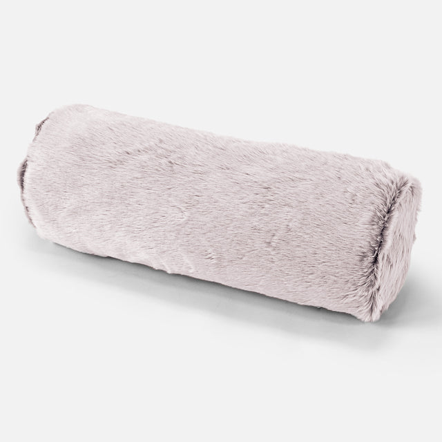 Bolster Scatter Cushion 20 x 55cm - Faux Rabbit Fur Dusty Pink 01