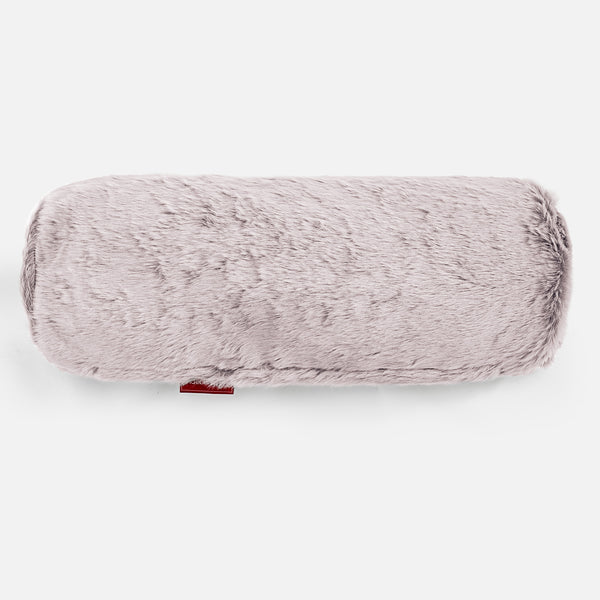 Bolster Scatter Cushion 20 x 55cm - Faux Rabbit Fur Dusty Pink 01
