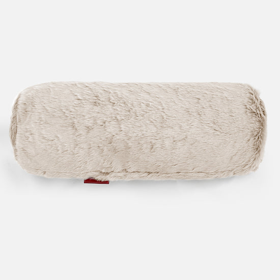 Bolster Scatter Cushion 20 x 55cm - Faux Rabbit Fur White 02