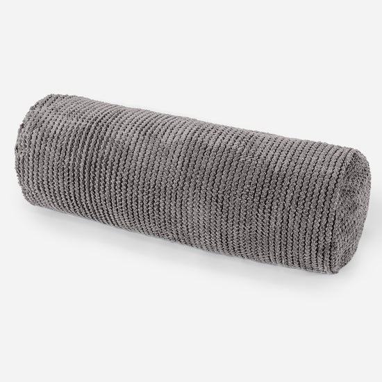 Lounge Pug Bolster Cushion 20 X 55cm Pom Pom Charcoal Grey Cylinder Roll Decorative Pillow Sofa Cushions Big Bertha Original UK